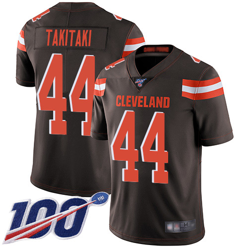 Cleveland Browns Sione Takitaki Men Brown Limited Jersey #44 NFL Football Home 100th Season Vapor Untouchable->youth nfl jersey->Youth Jersey